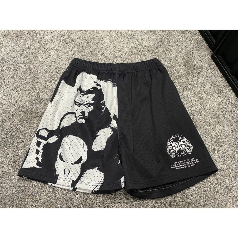 Darc Sport Mesh Shorts Marvel The Punisher Hero Elite Wolves Club Black Large